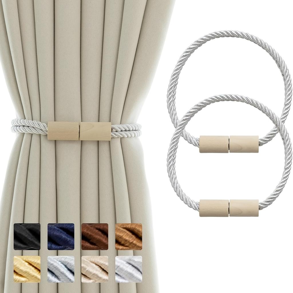 2pcs Curtain Tiebacks Magnetic Boho Curtain Holders for Drapes Rope Curtain Tie Backs for Curtains Window Treatment Holdbacks for Home Decorative