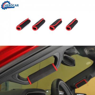 4pcs Front Rear Door Grab Bar Handle Cover Protect for Ford F-150 +Red ABS