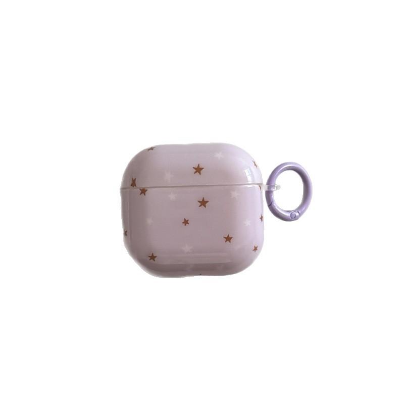 Purple Background Brown and White Star AirPods 1 Generation Earphone Case for Apple Earphones AirPods 1 Generation Pro1 Generation