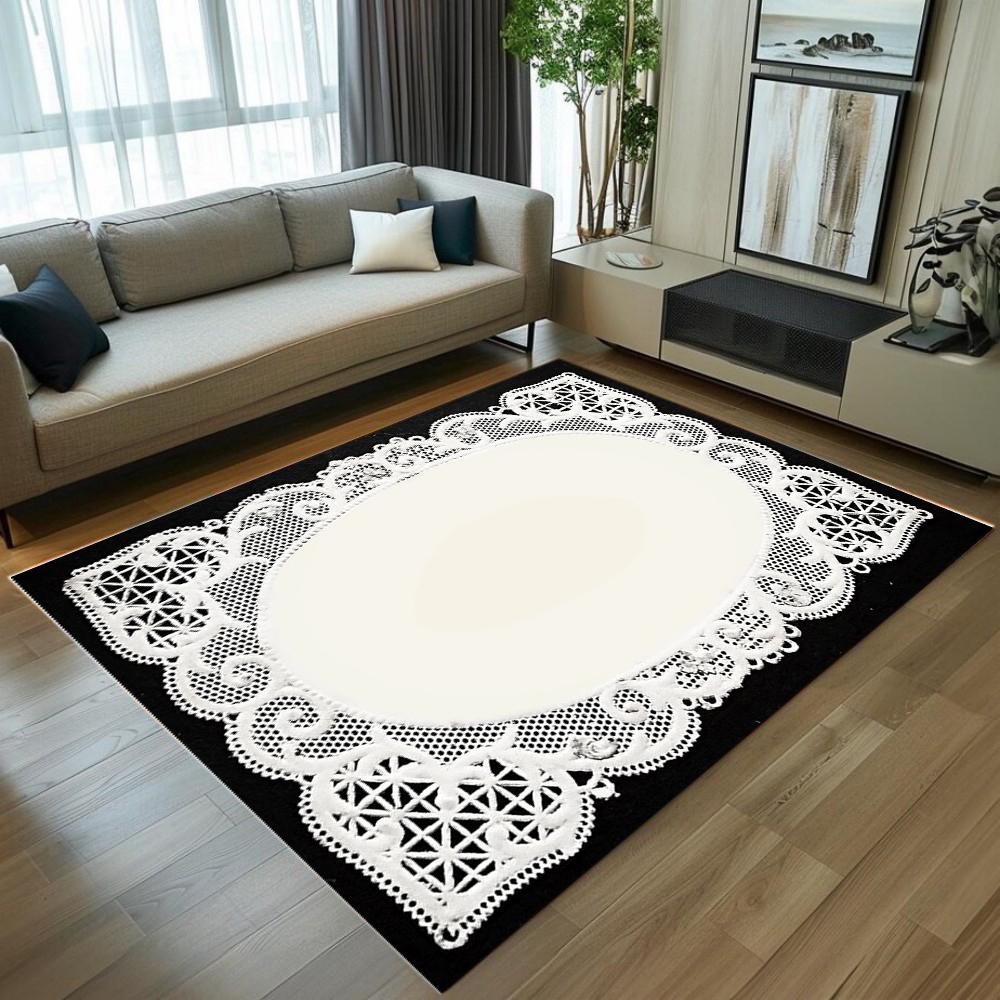 Vintage Lace Pattern Area Rug Non-Slip Soft Durable Washable Floor Mat Decor Carpet for Living Room Bedroom Home Decor