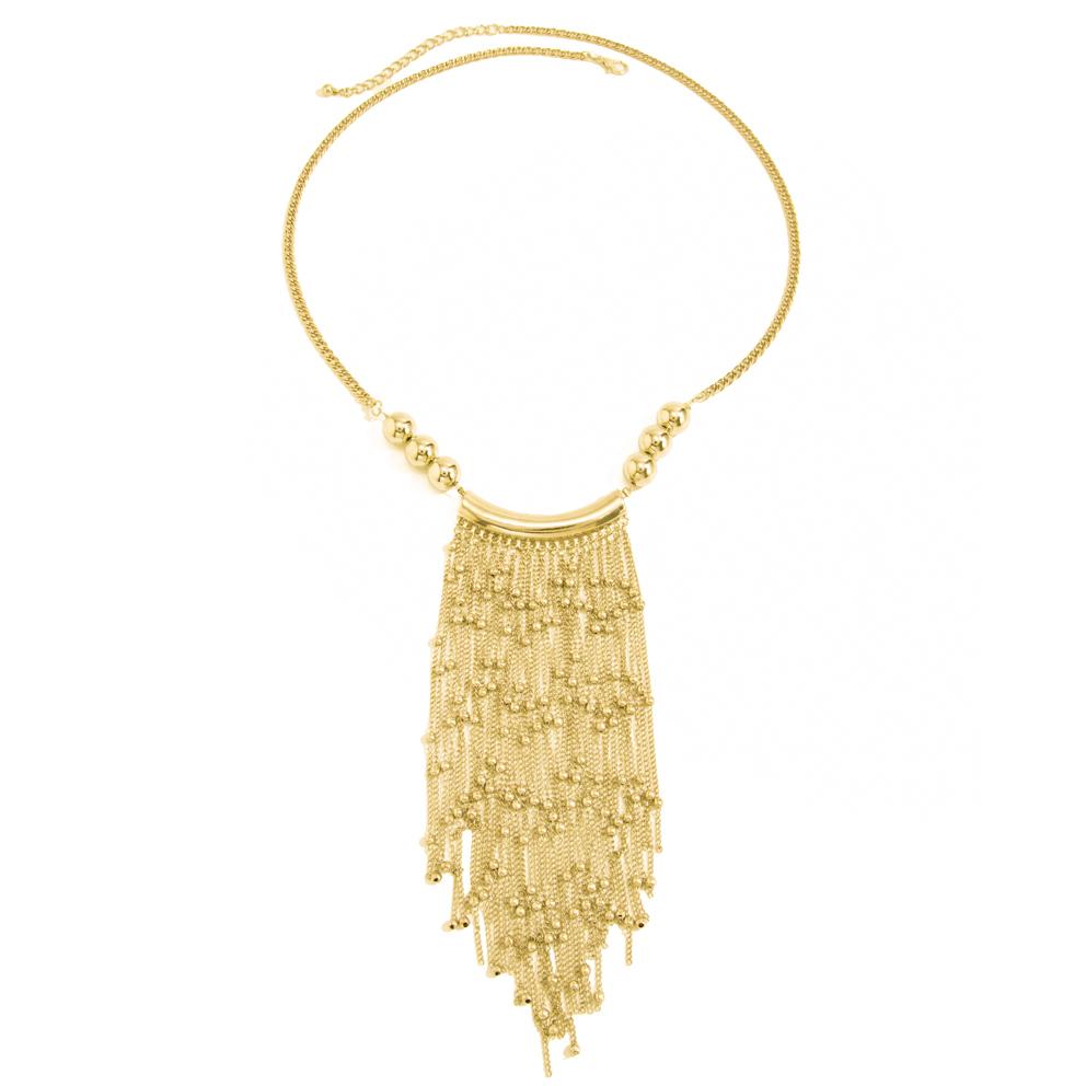 Salircon New Exaggerated CCB Bead Tassel Pendant Necklace for Women Vintage Metal Geometric Clavicle Chain Party Luxury Jewelry