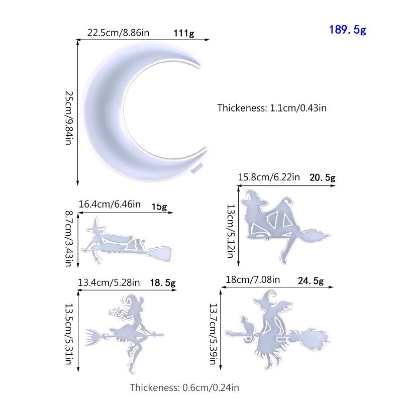 Diy Crystal Epoxy Mold Wall Decor Pendant Jewelry Mold Hanging Pendant Decoration Witch Moon Mirror Silicone Mold