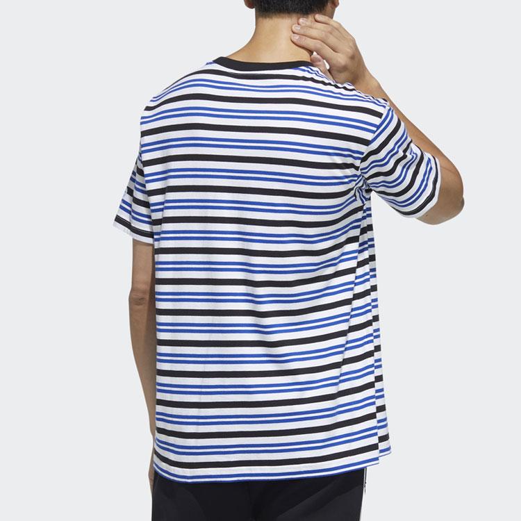 Adidas Neo Contrast Stripe Sports T-Shirt Couples Edition Unisex Tops Blue HC9682