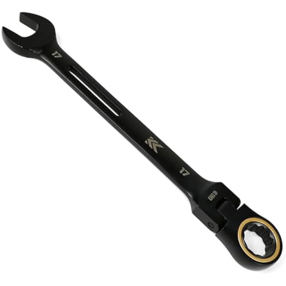 Fujiya (Fujiya) swing ratchet wrench, black gold, 17mm, 90 gears, head replaceable for work in ti...