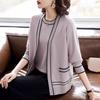 2-delige Gebreide Tops Set Lente Herfst Dames Dunne Gebreide Vest Jas Korte Mouw T-shirt Plus Size Open Voorkant Gebreide Jas Gebreide T-shirt Outfits