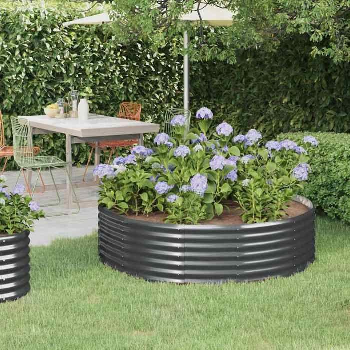 VidaXL Lit Surélevé de Jardin Pot à Fleurs Boîte à Plantes Lit Surélevé Patio Terrasse Extérieur Acier Galvanisé 140x140x36 319021