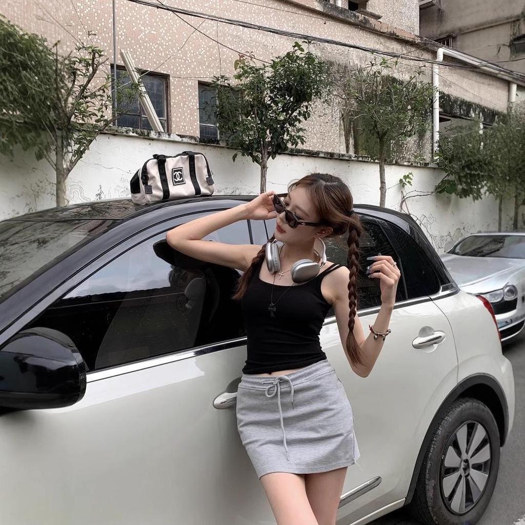 Korean Style Double Strap Slim Fit Camisole for Women – Versatile, No-Pad, Beautiful Back Design