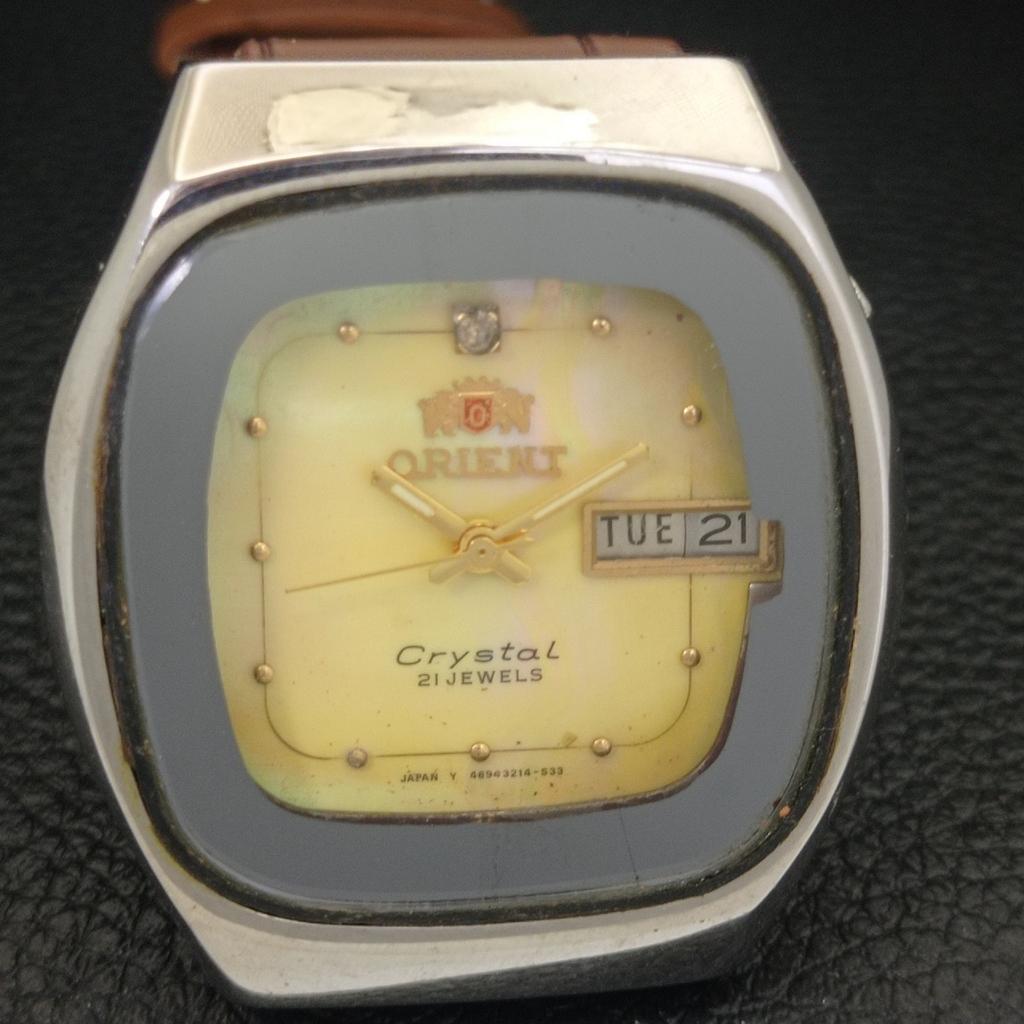 VINTAGE ORIENT CRYSTAL AUTOMATIC JAPAN 46941 MENS ORIGINAL DIAL WATCH A703340-1