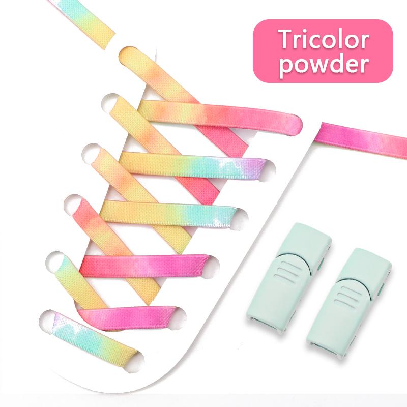 1Pari Magnetic Lock No Tie Shoe Laces Rainbow Elastic Laces Sneakers Adults Kids 8MM Wide Flat Shoelaces Rubber Bands for Shoes