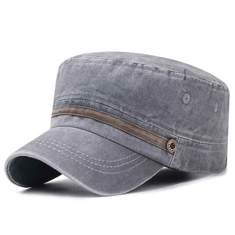 Washed Hat Flat Top Hat All-cotton Breathable Button Hat Baseball Hat Sun Hat