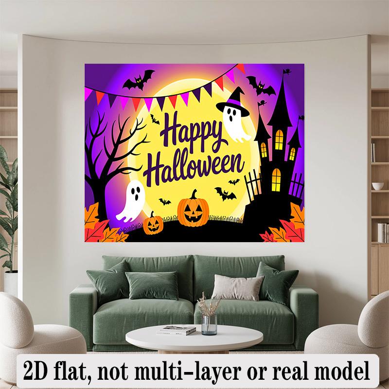 Halloween Backdrop Ghost Pumpkin Castle Polyester Party Wall Decor