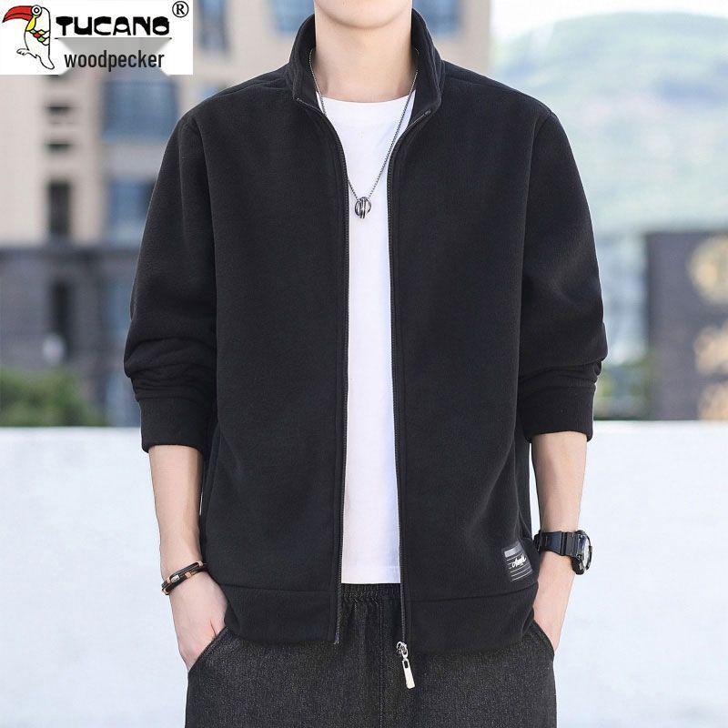 

Men s Woodpecker Polar Fleece Stand Collar Jacket - Autumn/Winter Casual Plus Velvet Hoodie 8XL (260–280 jin)