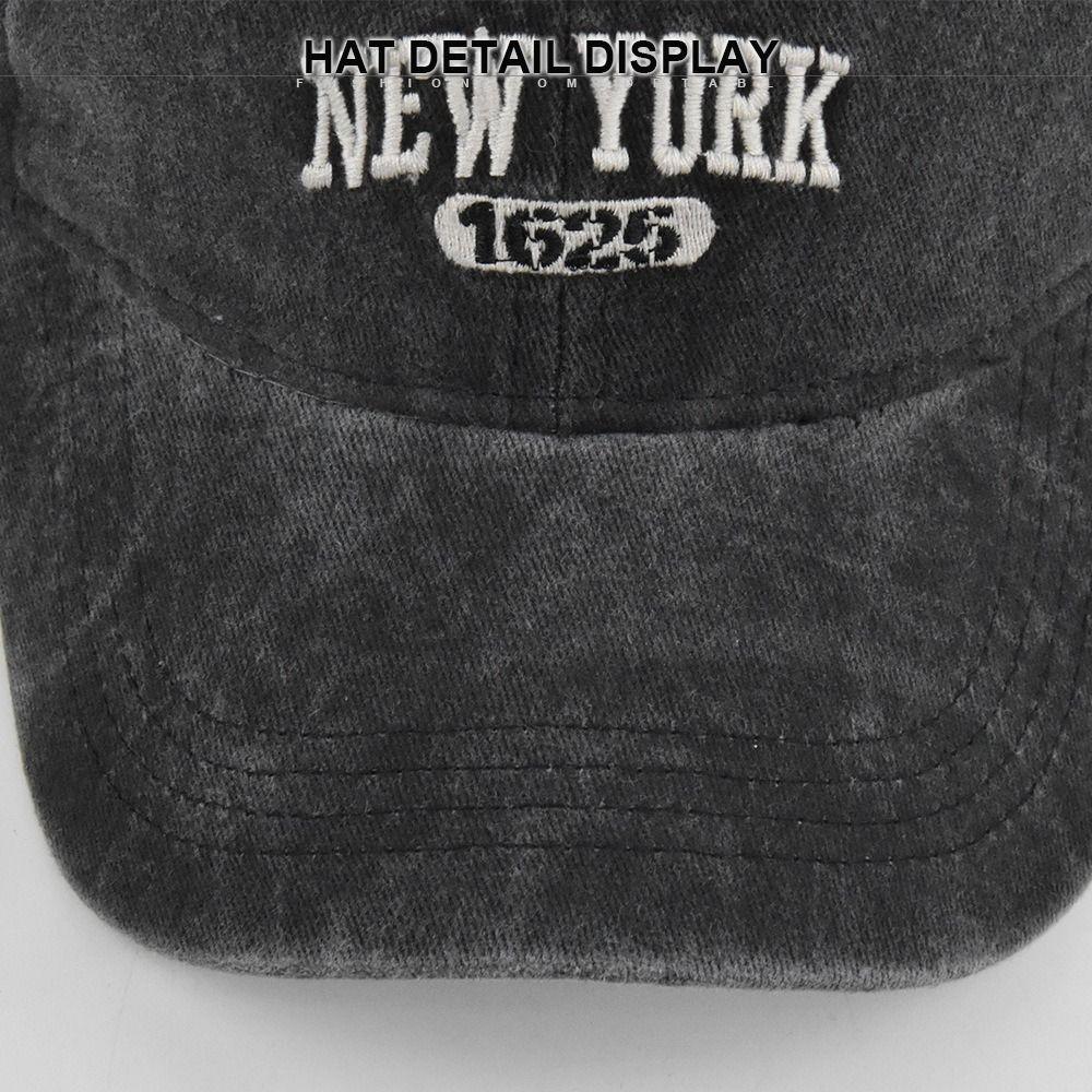 Retro Letter New York Embroidery Baseball Cap Visor Washed Cotton Baseball Hats Adjustable Peaked Cap For Man Women