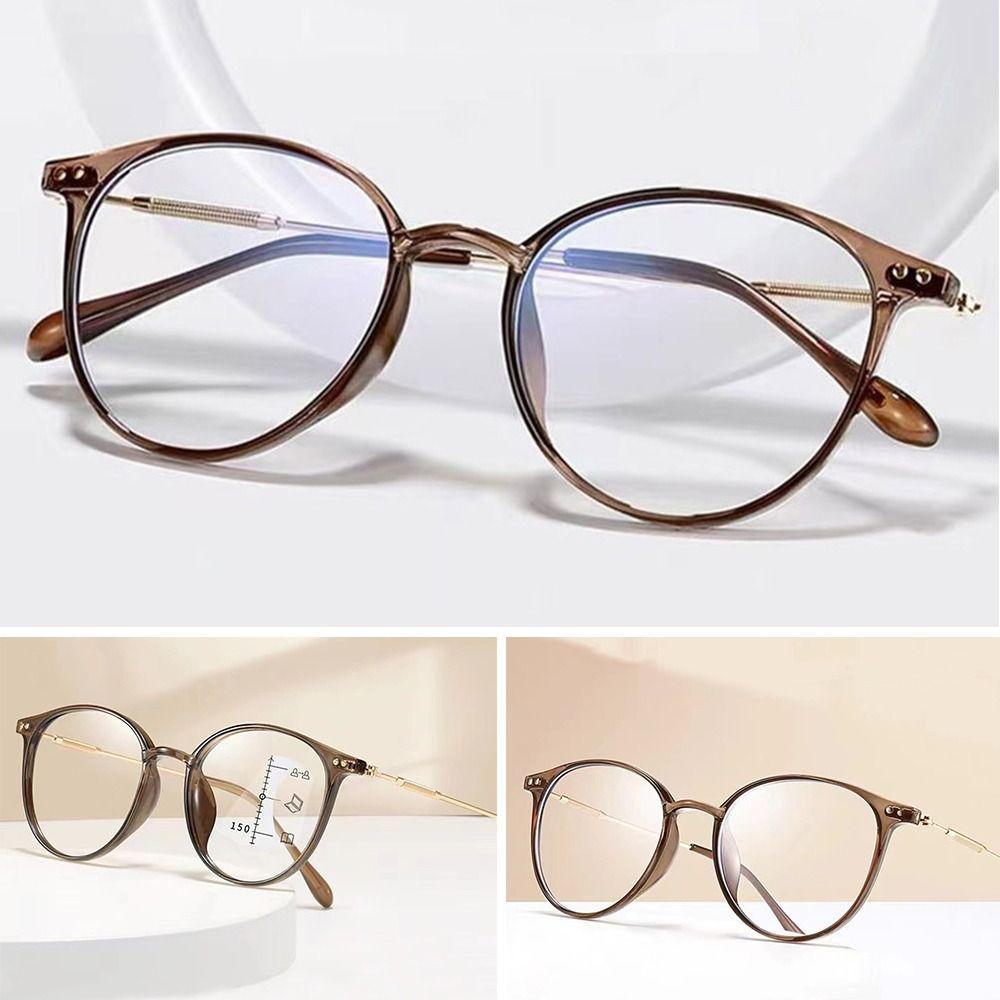 Blue Ray Blocking Anti-Blue Light Reading Glasses Progressive Near Far Multifocal Round Eyeglasses Eye Protection Ultralight