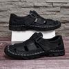 Fashion Breathable Man Summer Flats Fashion Wrap Toes Hollow Out Sandals Casual Leather Sandals for Men Outdoor Soft Loafers Beach Flats