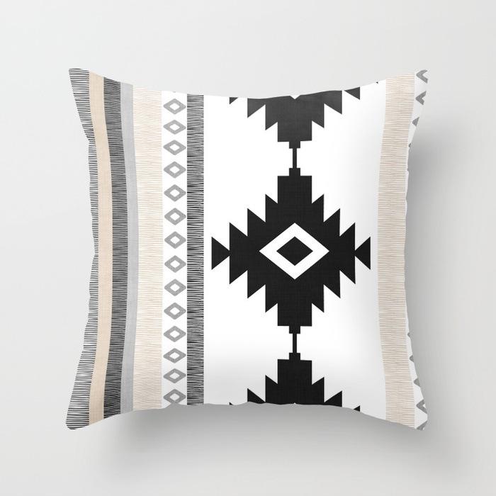Nordic Simple Black and White Geometric Pillowcase Casual and Fashionable Fabric Home Bedside Sofa Waist Cushion Cover