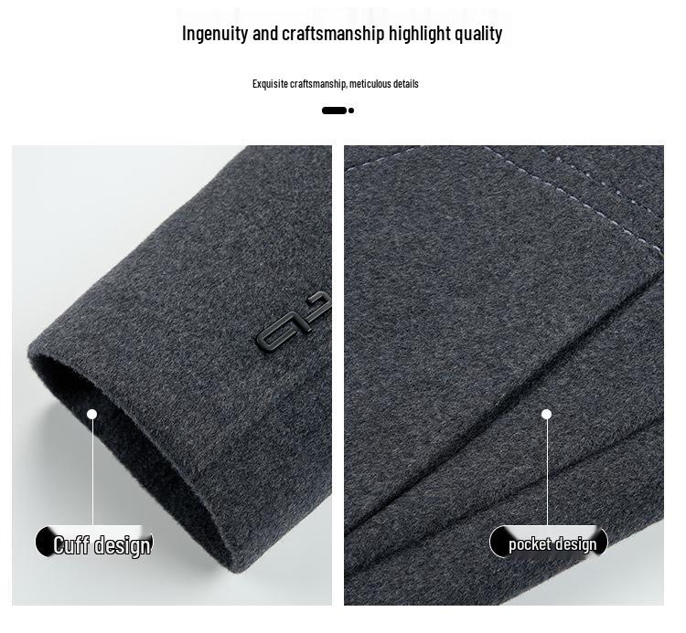 Men's Winter Wool Coat with Scarf Collar - Business Casual, Detachable Double-Sided Design, 90% Goose Down Liner