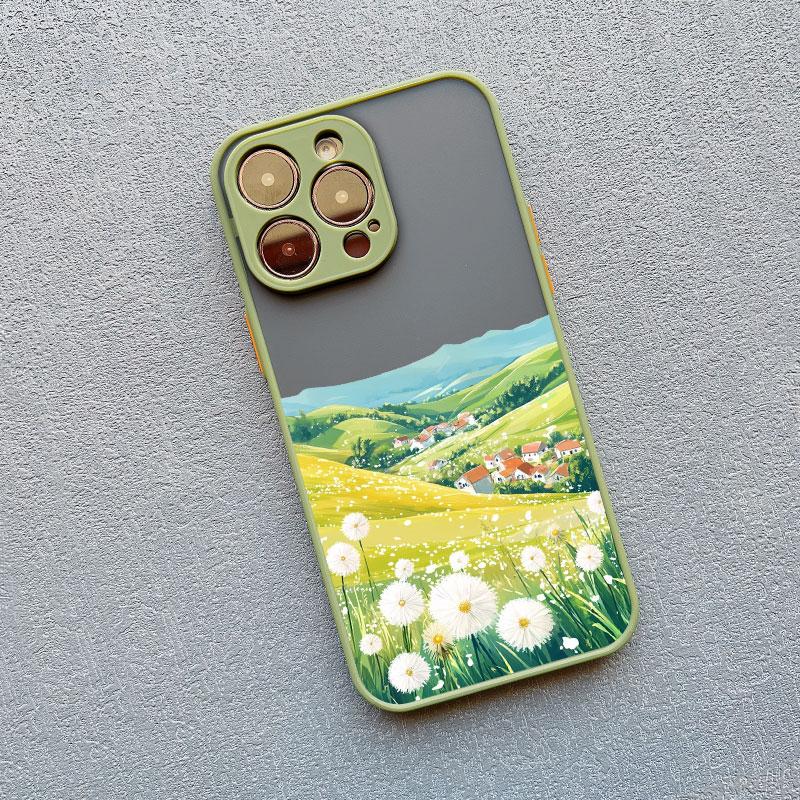 Colorful Wild Mountain Flower Field Phone Case For 17 16 15 14 Pro Max Plus 13 12 Mini 11 Pro Max Shockproof Protective Covers