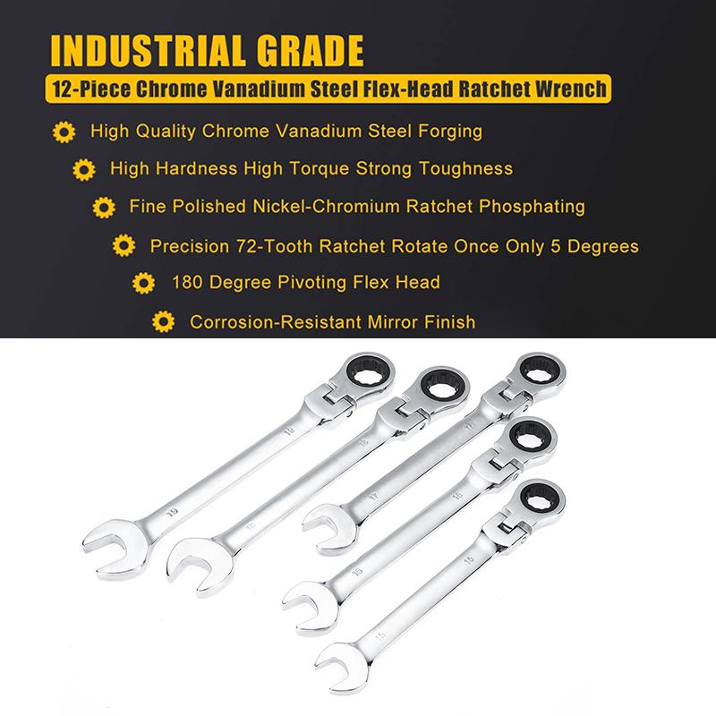 SPEEDWOX Socket Ratchet Wrench Set Metric 6 Pcs Set Double Box End Ratcheting Gear Spanner Heavy Duty Multi Functional Combination Wrench Set SPEEDWOX Socket Ratchet Wrench Set Metric 6 Pcs Set Double Box End Ratcheting Gear Spanner Heavy Duty Multi Functional Combination Wrench Set