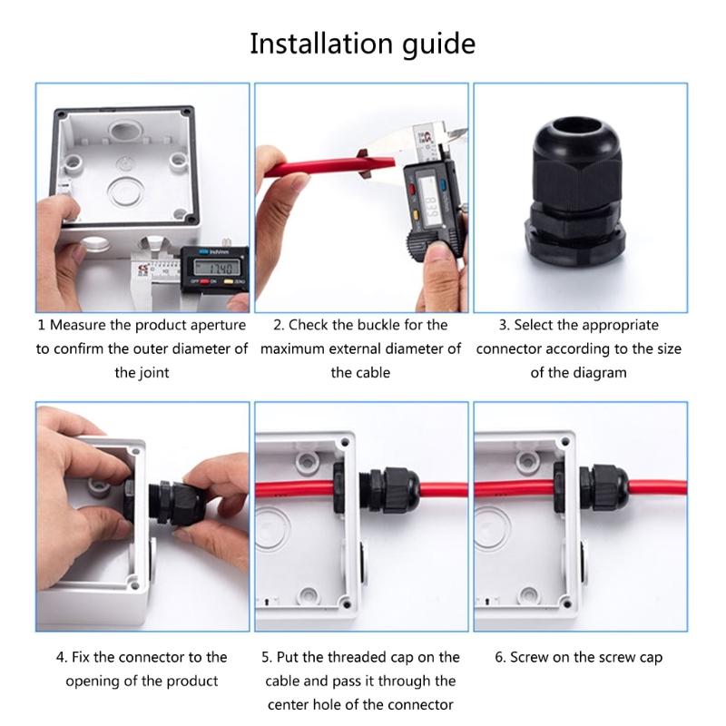 38 Pcs Outdoor Cable Gland Joints Waterproof Cable Connector Plastic  Cable Grommets NPT Type Cable Fitting Easy Install