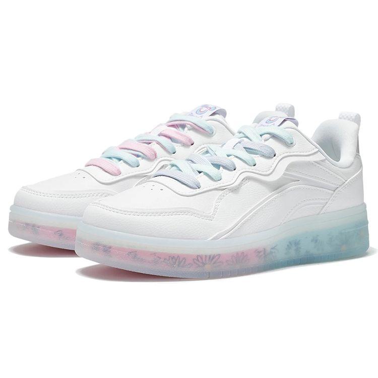 Li Ning Disney X  Collaboration Series Non-Slip Durable Lightweight Low-Top Skate Shoes Women sneaker White AGCS020-2