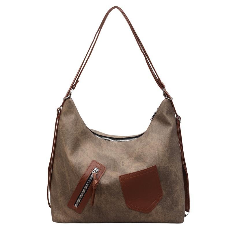 

Casual retro large-capacity bag women s new autumn and winter commuter single shoulder messenger bag double shoulder backpack темно-коричневого