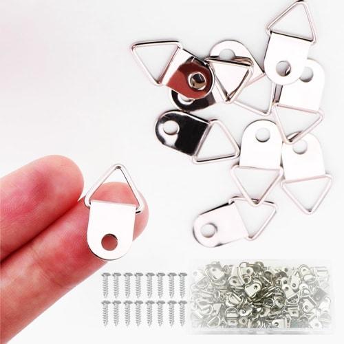 YUANXINWL Picture Frame Hooks, Set of 100 Triangular Hanging Hooks with Wood Screws, for Crafts and Display Paintings (Black)