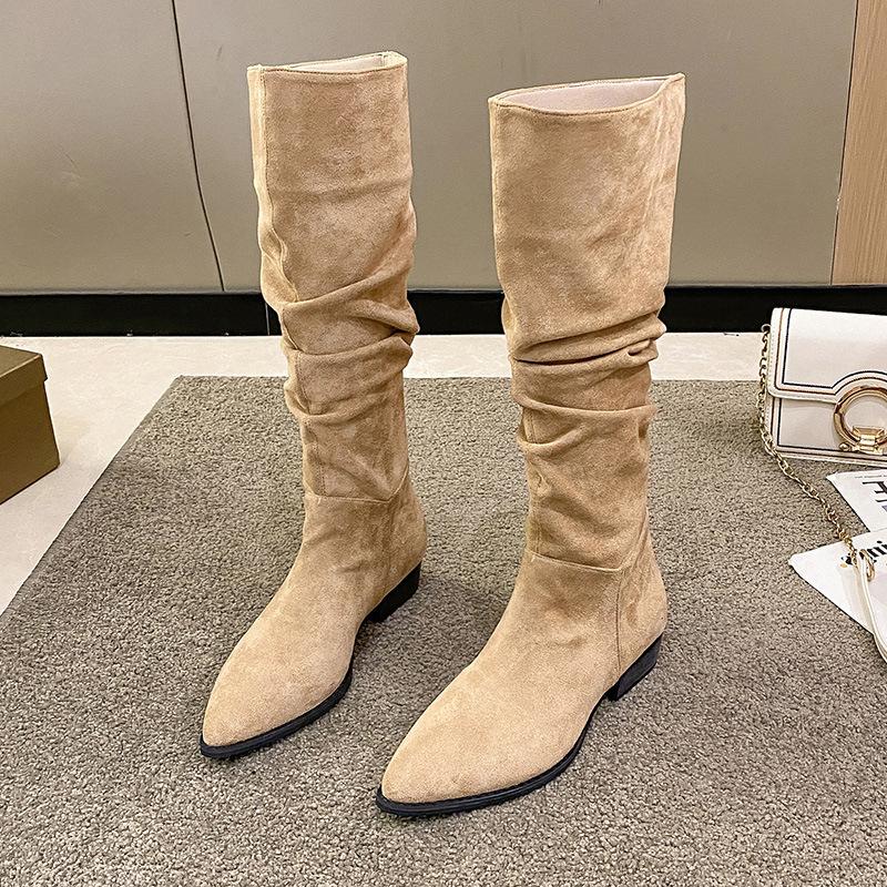 

Western cowboy boots women s 2025 new spring and autumn long tube stacking boots versatile pointed thin knight boots women 40