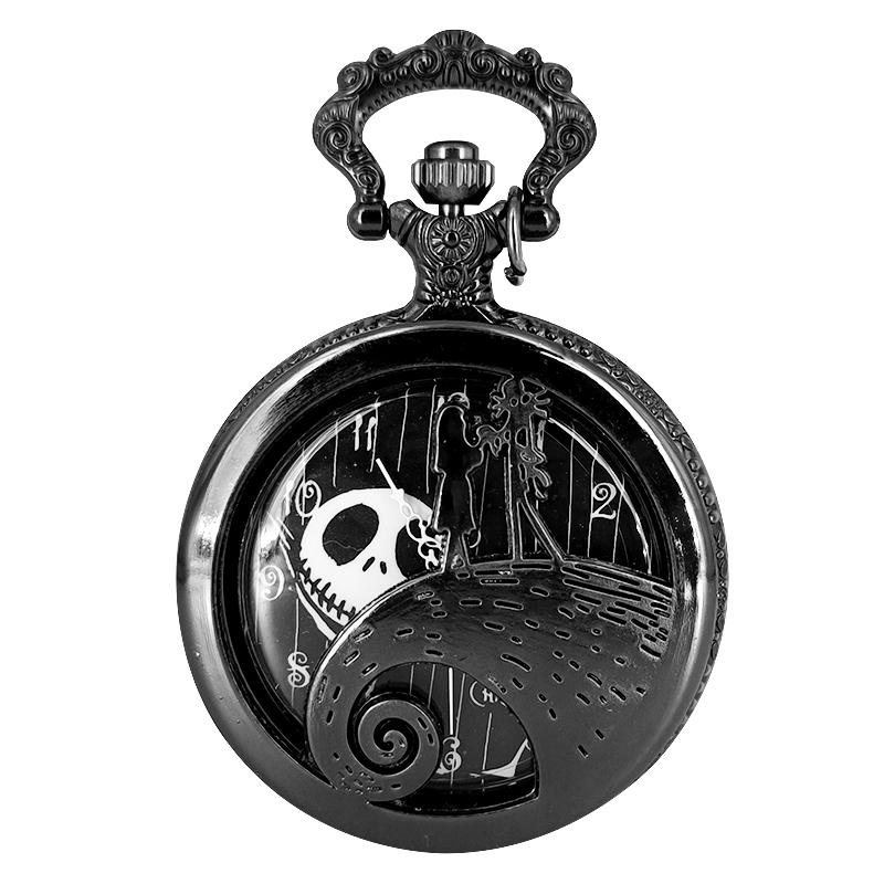 Vintage Bronze Pocket Watch Box Set Men's Quartz Movement Stainless Steel Case the Nightmare Christmas Inspired Birthday Gifts