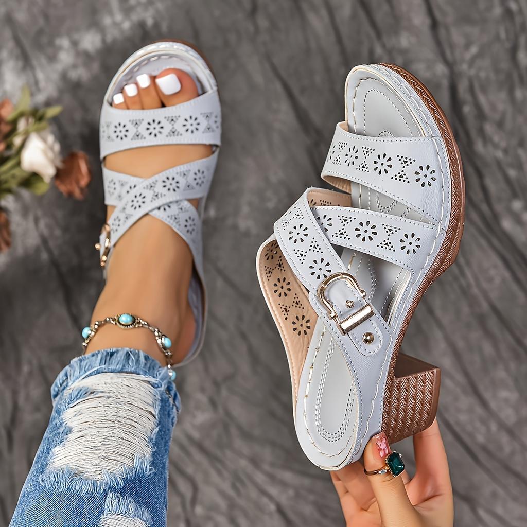 Women'S Elegant Solid Color Sandals Thick Sole Casual Shoes for Summer