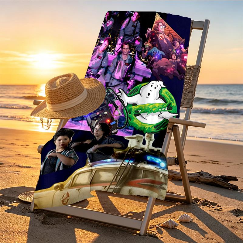 Ghostbusters Print Beach Towel Design, Soft, Lightweight. for Home Bathroom, Spa, Pool, Yoga, Surfing, Camping, Gift for Family, Friend