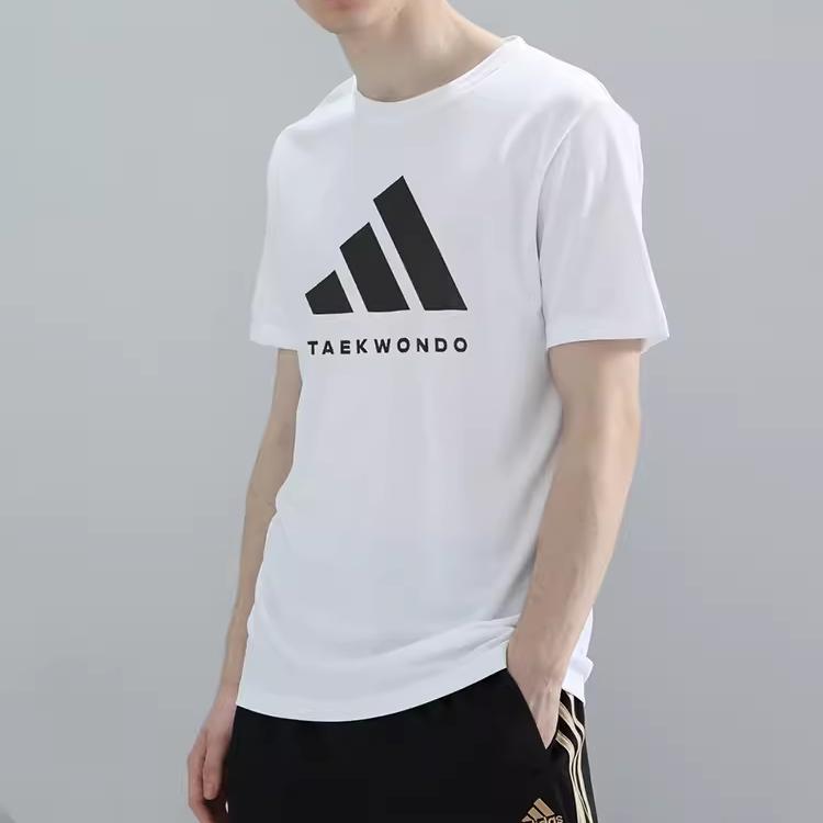 Adidas Logo Print Sports Knit Casual Breathable Round Neck Short Sleeve T-Shirt Unisex T-Shirts White Black ADICLTS24TKP-WB