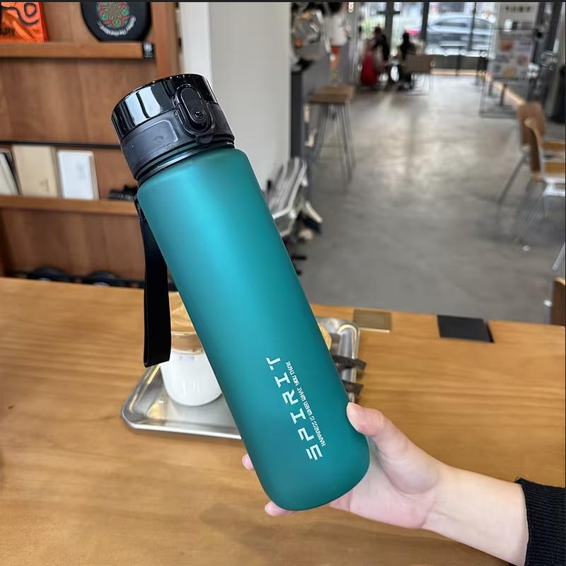 Outdoor Frosted Tumbler Simple Direct-Drink Frosted Cup Outdoor Top Lid Large Capacity Portable Cup Outdoor Sports Water Bottle 500ml зелёный