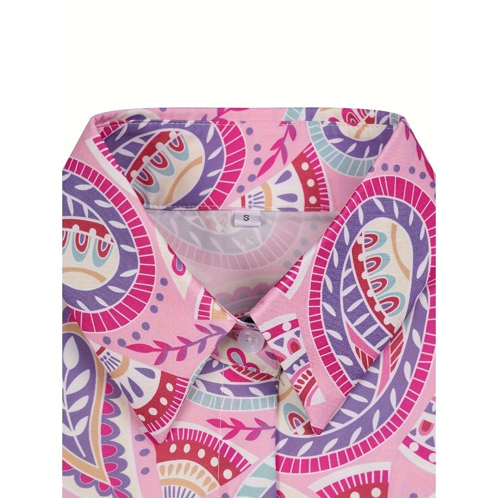 Elegant Women's Long Sleeve Paisley Shirt