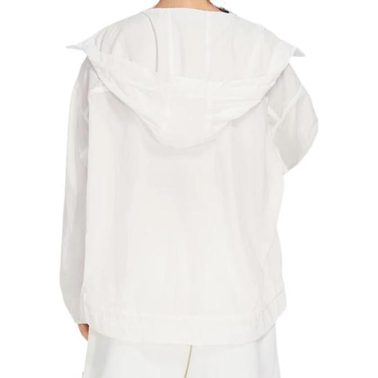 Li Ning Plain Color Zipper Hooded Windbreaker Jacket Women outerwear White AFDS378-7