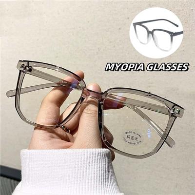 Lunettes de vue tendance pour myopie anti-lumière bleue anti-radiation, protection des yeux, miroir plat clair 0-1.0-1.5-2.0 à -6.0