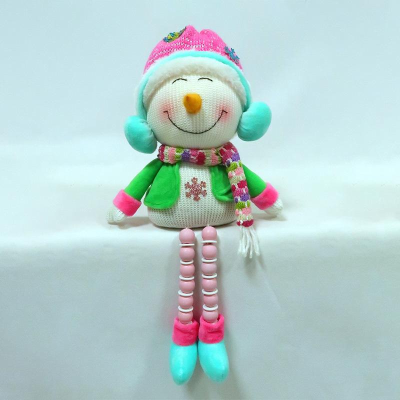 Telescopic long-legged plush doll creative Christmas ornament ornament cartoon Santa Claus shape fabric doll
