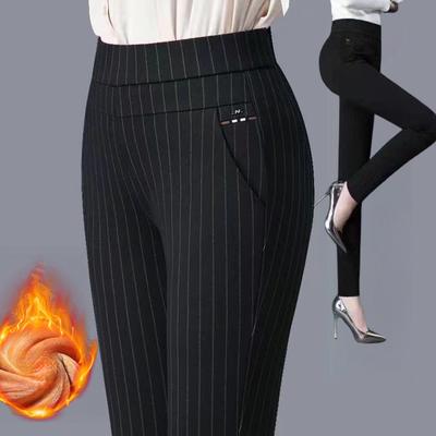 Women Elasticity Pencil Pants   Womens Plush Strench Lady Office OL Slim Trousers