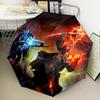 World Of Dragon Battle Warcraft Automatic Folding Umbrella - 8-Rib Travel Umbrella with Auto Open/Close & Portable Gifts for holidays or birthdays