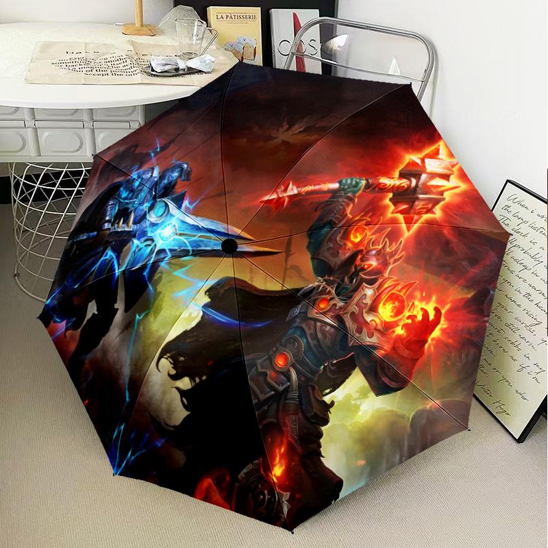 World Of Dragon Battle Warcraft Automatic Folding Umbrella - 8-Rib Travel Umbrella with Auto Open/Close & Portable Gifts for holidays or birthdays