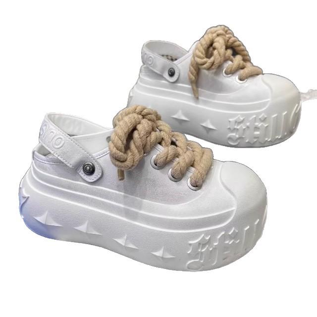 Super fire thick-soled muffin increases the height of ugly cute big head little white shoes children 2025 spring and autumn new popular casual board