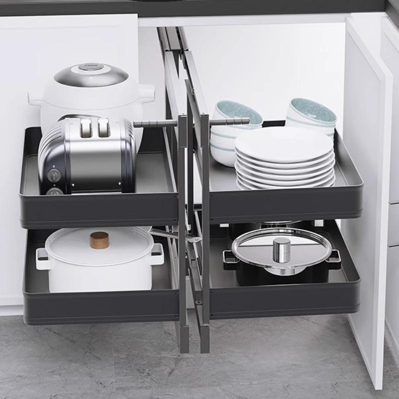 Corner Pull Basket Adjustment Storage Holders Organization Kitchen Tableware Racks Modern Storage Pull Baskets Home Accessories
