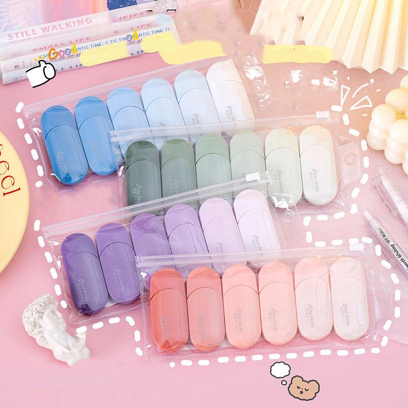 6pieces Set Kawaii Gradation Correction Tape Set - 6 Pieces for Kids and Students