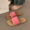 French Flat Bottom One-word Toe Slippers Women's Summer Wear 2025 Summer New Fashion Casual Beach Sandals