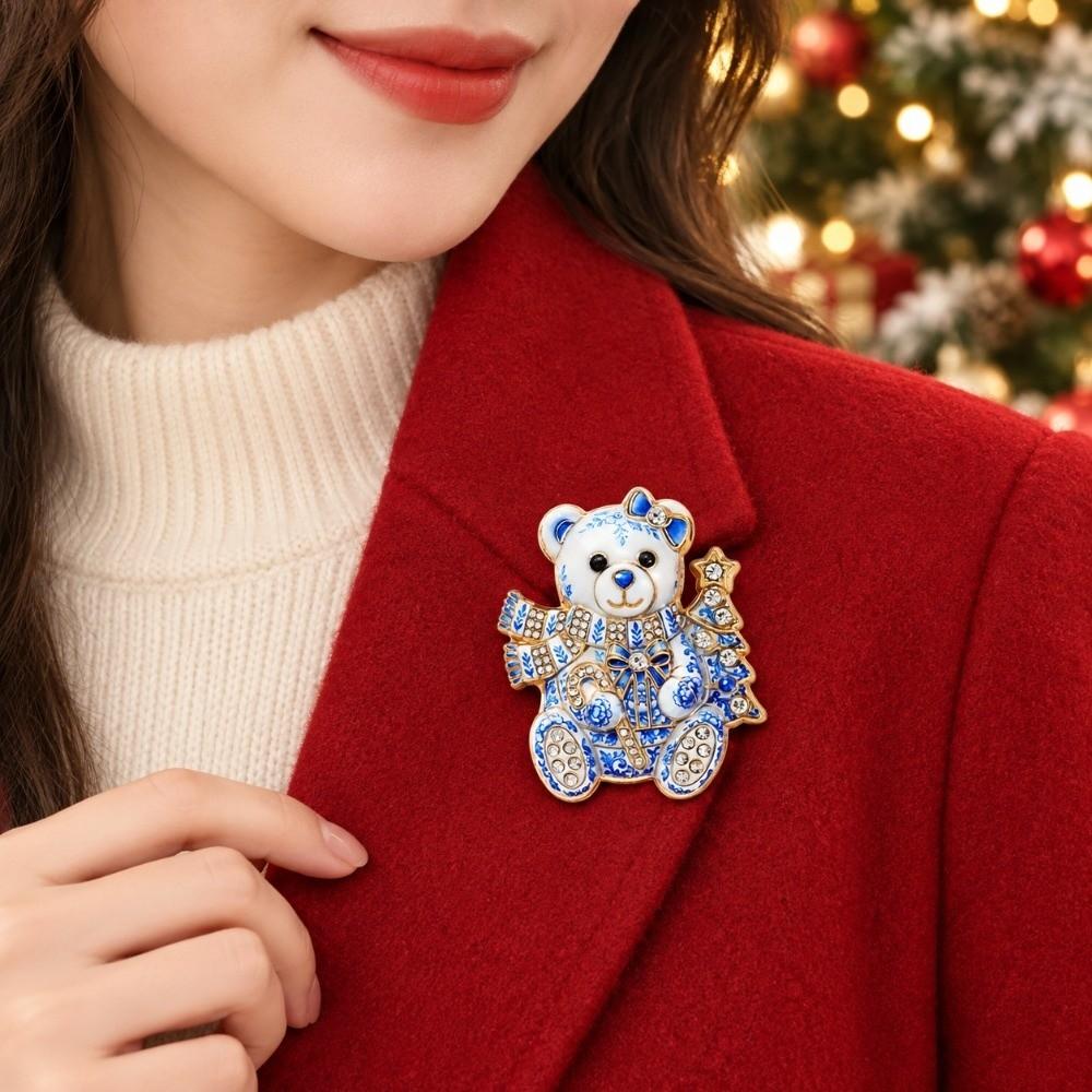 Sparkly Rhinestone Lapel Pin Vintage Enamel Brooch Fashion Christmas Brooch Hat Decoration