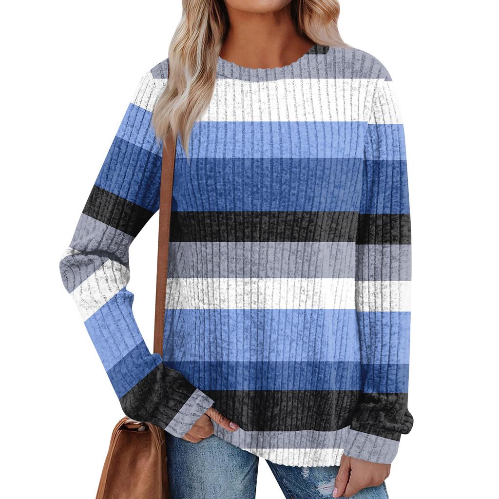 Women's Printed Lightweight Brushed-Cotton Round Neck Top