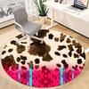 1pc Leopard Print Chair Carpet for Office, Round Polyester Mat, Indoor Decor for Office, Washable Non-slip Carpet yy251219099