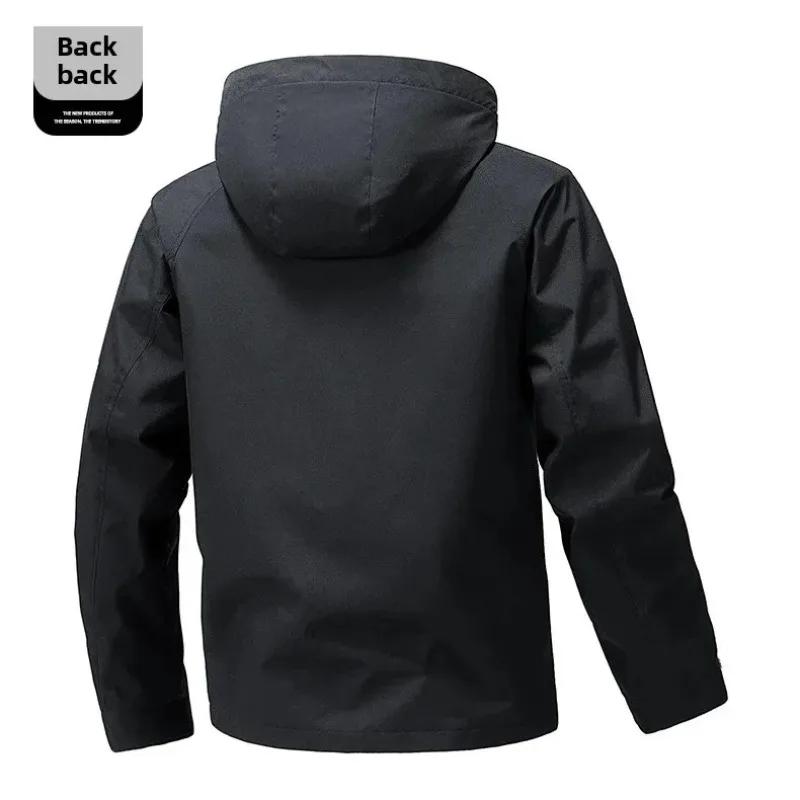 Men's Jacket Windbreaker Hiking Camping Coats Waterproof Outdoor Softshell Zipper Hooded Jackets Lightweight Spring Autumn Coats