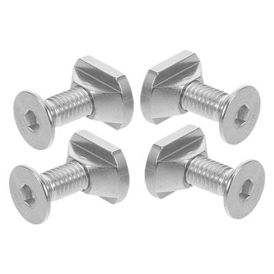 Juego de Tornillos para Hidroala de 4 Piezas Acero Inoxidable M6 Tuercas T Tornillos Hexagonales Tuercas de Montaje para Hidroala de Surf Kit Deslizante para Wing Foil Sup 4