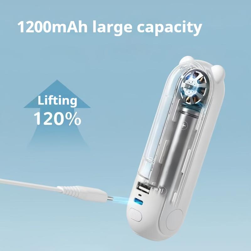 Portable Handheld Fan with Night Light, Mini Power Bank 1200mAh Lithium Battery, USB Charging, 2 Speed Adjustable, Foldable Design,Outdoor Travel Use